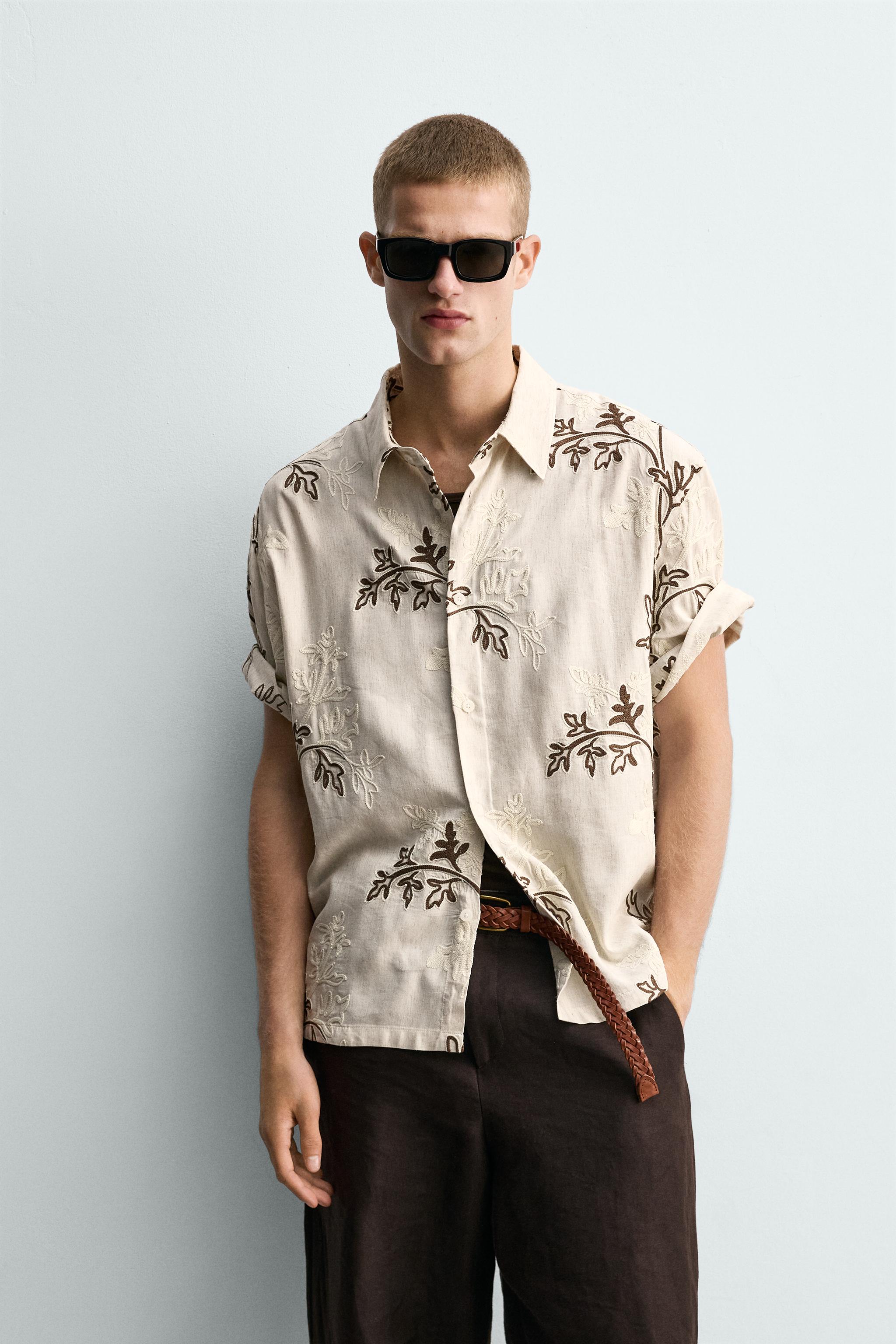 RELAXED FIT FLORAL EMBROIDERED SHIRT